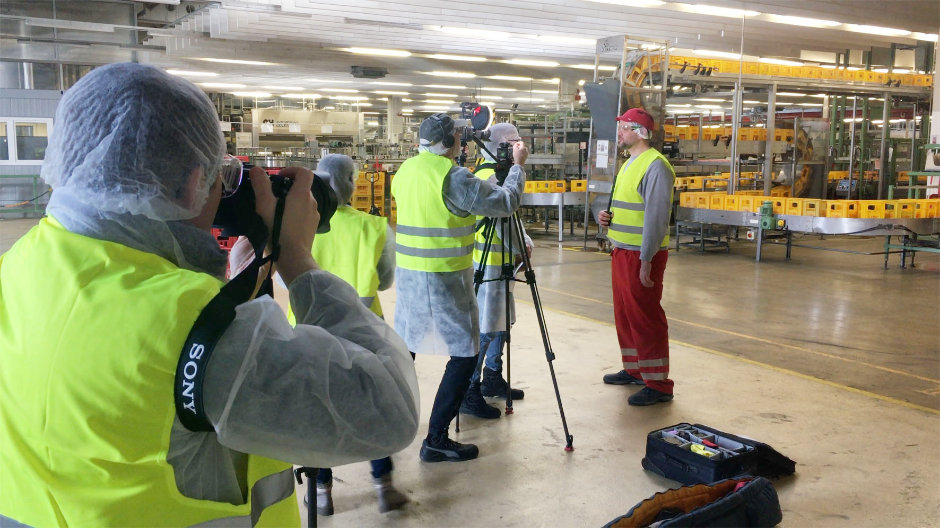 One in front of the camera and four behind it – a common sight during our productions.