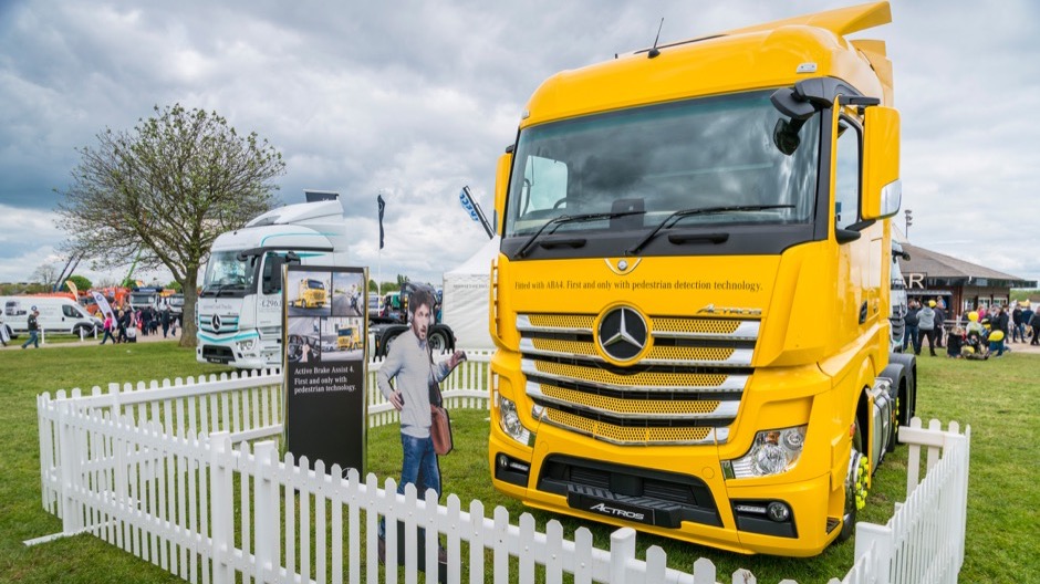 Mercedes-Benz Actros fitted with ABA4. The first and only truck fitted with pedestrian detection technology.