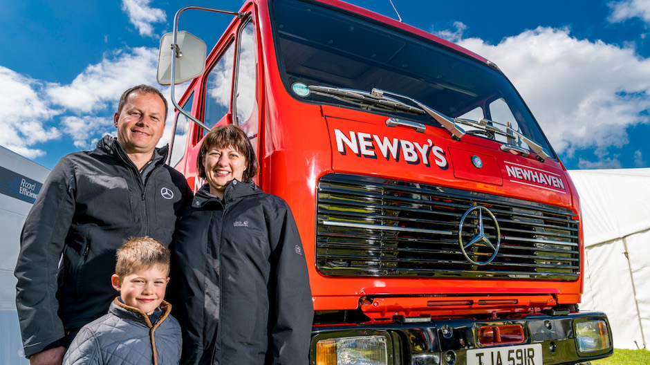 Dominic, Tracy & Edward Newby and their classic Mercedes-Benz truck - runners-up in the Mercedes-Benz Truckfest display competition.