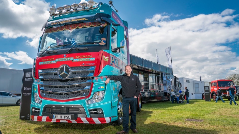 Allan Holt and his Pollock Scotrans Actros - winner of the Mercedes-Benz Truckfest display competition.